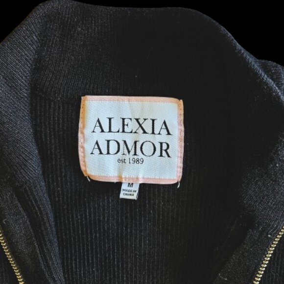 Alexia Admor Slim Fit Zip Up Black Cardigan Sweater Size Medium - Picture 10 of 15